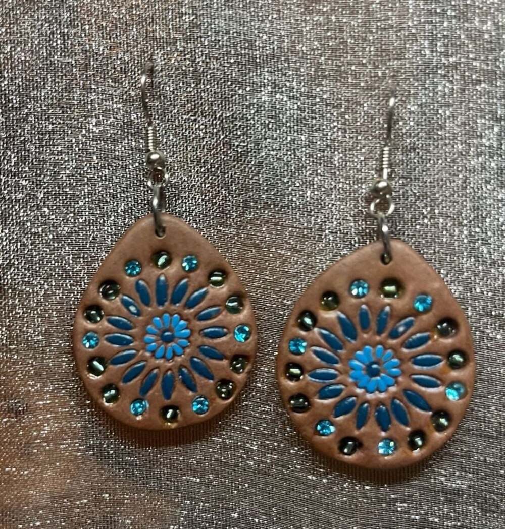 Tooled Leather Earrings
